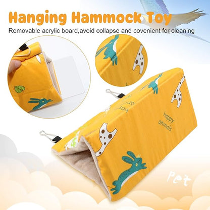 Rypet Winter Warm Bird Nest House - Hanging Hammock Velvet Shed Hut Cage Plush Fluffy Birds Hideaway Sleeping Bed Fuzzy for Parrot Parakeet Cockatiels Budgies Lovebird Smallï¼_ellowï¼