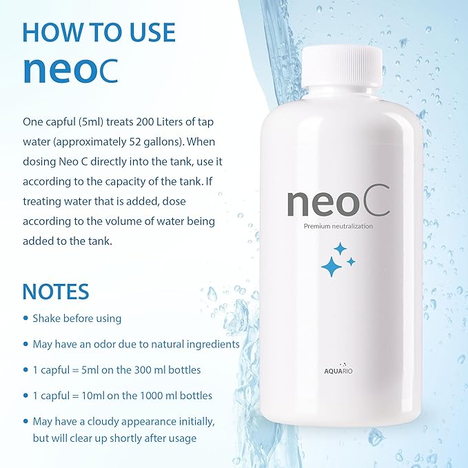 Neo C – Ammonia Neutralizer for Fish Tank and Chlorine Remover, Liquid Conditioner for Freshwater Fish Tank, Enhances Fish Health - Water Conditioner for Aquarium Tank - 1000ml