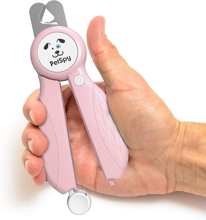 Newest Dog Nail Clippers with LED Guide Light, Professional Claw Care Pet Nail Clipper & Trimmer with Nail File, Razor Sharp Blades, Home Grooming Tool Kit for Animals (Pink)