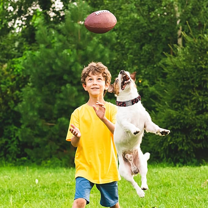 Lionheart glory Dog Collar Rugby Print Dogs Collar Boy Cute Collars Dog Soft Durable Adjustable Comfortable Handmade Dog Collars for Medium Dogs Pet Collar Gift