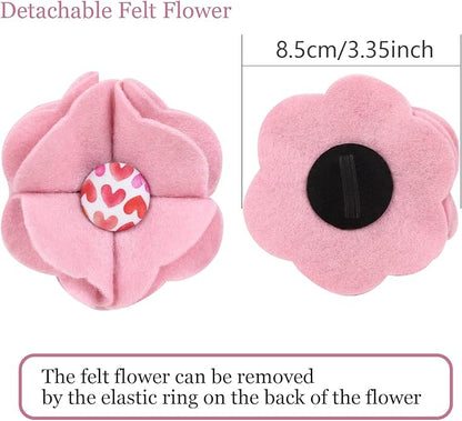 ARING PET Valentine's Day Dog Collar-Adorable Dog Collar with Felt Flower, Cotton Colorful Heart Dog Collars Pet Collars with Metal Buckle