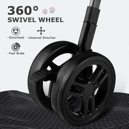 SWITTE Dog Stroller for Small Medium Dogs, Foldable Cat Pet Stroller with Reversible Handlebar, 4 Universal Wheels, Portable Puppy Dog Jogging Stroller with Waterproof Pad, Pink