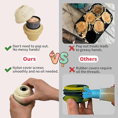 Interactive Dog Toys for Aggressive Chewers, /No Oil Needed/Smooth Screwing Frozen Treat Freezable Dog Puzzle Treat Dispensing Toy to Keep Them Busy for Small Medium Large Breeds, Cream White