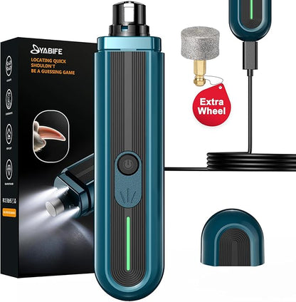 YABIFE 4-Lights Dog Nail Grinder, Easy Quick Locate Dog Nail Trimmers, for Puppy Paw Toenails or Pets from Small, Medium to Large, with Travel Lock, Whisper Quiet, Heavy Duty 3 Speeds