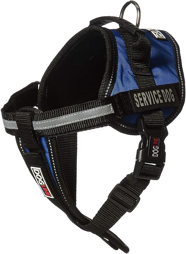 Dogline Unimax Service Dog Vest and Free Service Dog ID Badge with ADA Law, Small, Blue