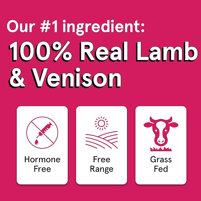 Real Meat Dog Treats - Three 12oz Bag of Bite-Sized Air-Dried Lamb & Venison Jerky for Dogs - Grain-Free Jerky Dog Treats with 95% All-Natural, Human-Grade, Free-Range, Grass Fed Lamb & Venison