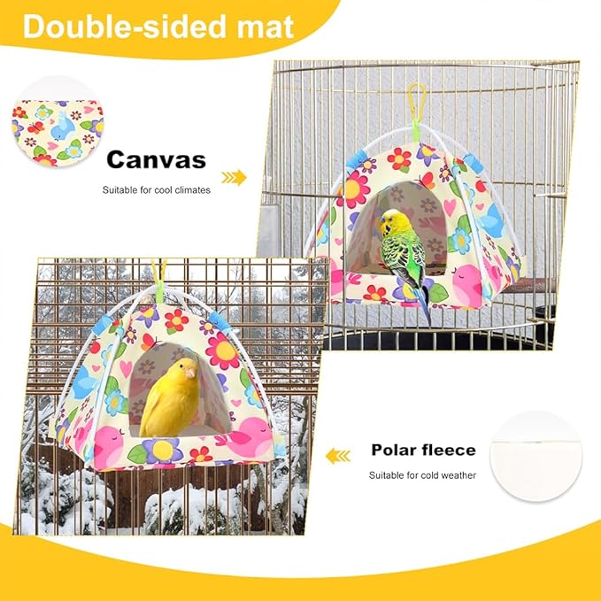 All-Season Bird Bed & Nest Tent with Dual-Sided Mat — Compact Hammock Cage Accessory for Budgies, Lovebirds, Finches, Parrotlets & Small Birds (Medium)