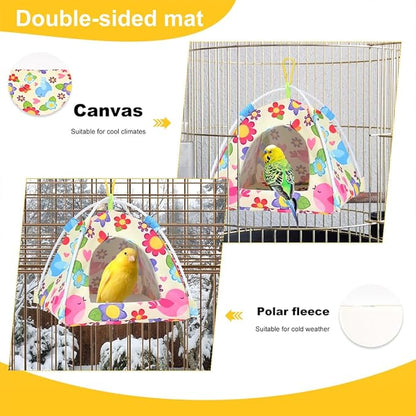 All-Season Bird Bed & Nest Tent with Dual-Sided Mat — Compact Hammock Cage Accessory for Budgies, Lovebirds, Finches, Parrotlets & Small Birds (Medium)