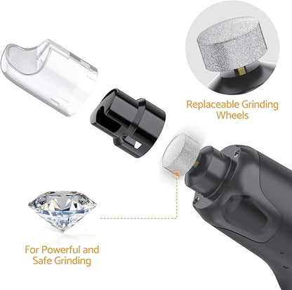 Rechargeable Dog Nail Grinder with 2 LED Lights Quiet 6 Speed Electric Nail Trimmer,Dust Cap,and 3 Grinding Ports for Large,Medium Small Dogs