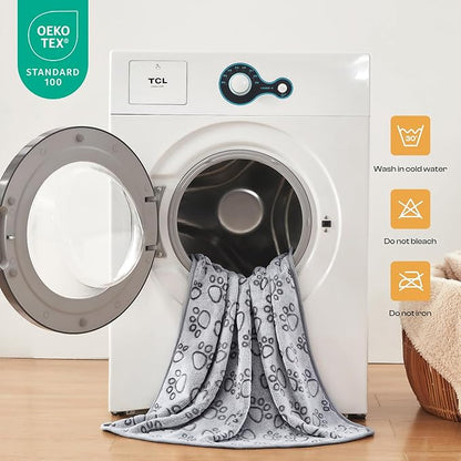 Luciphia 1 Pack 3 Blankets Fluffy Premium Fleece Pet Blanket Flannel Paw Printed Throw for Dog Cat Grey Paw Medium(30"x20",Pack of 3)