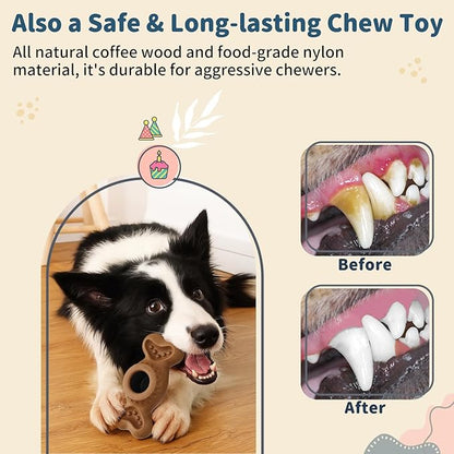 Enrichment Dog Treat Toys - Frozen Dog Treat Dispensing Chew Toy for Aggressive Chewers to Keep Them Busy, Ice Cream Holder Freeze Bone with Mold Cups, Fillable Cognitive Licking Toy, Brown