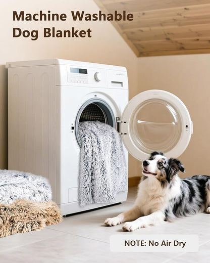 PJYuCien Large Dog Blankets, Soft Plush Throw Blanket for Large Dogs, Reversible Fleece/Sherpa Pet Throw, Washable Furniture Cover for Sofa/Bed, 80" x 60", Brown