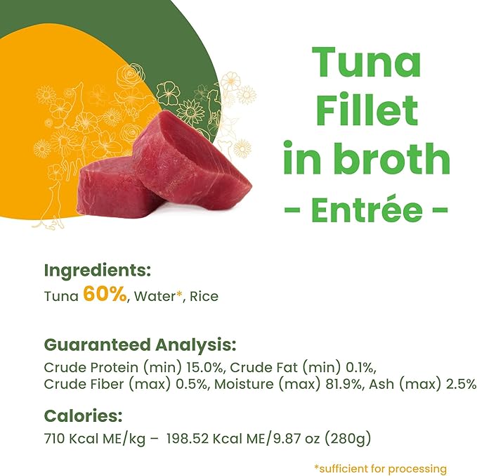 almo nature HQS Natural Tuna Fillet Entree in broth, Gluten Free, Additive Free, Adult Dog Canned Wet Food, Shredded 12 x 280g/9.87 oz