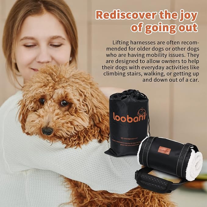 LOOBANI Portable Dog Sling for Back Legs, Hip Support Harness to Help Lift Dogs Rear for Canine Aid and Old K9 Cruciate Ligament Rehabilitation
