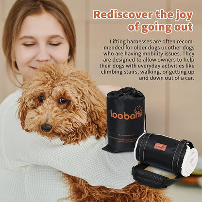 LOOBANI Portable Dog Sling for Back Legs, Hip Support Harness to Help Lift Dogs Rear for Canine Aid and Old K9 Cruciate Ligament Rehabilitation
