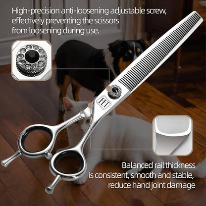 Dog Grooming Scissors: 7.5 inch Pet Blender Shears Made Of Japanese 440C Advanced Stainless Steel Professional Grooming Scissors for Dogs Cats and Other Pets