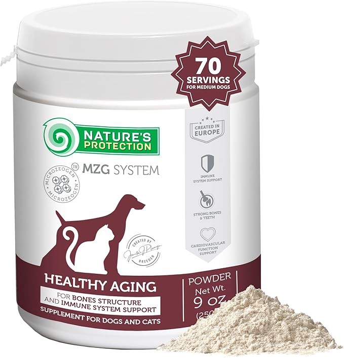 Nature's Protection Hip and Joint Supplement for Dogs - Senior Dog Mineral Supplement Powder for Bone Strength, Energy Boost, and Gut Health for Dogs & Cats of All Breeds, 9 Oz