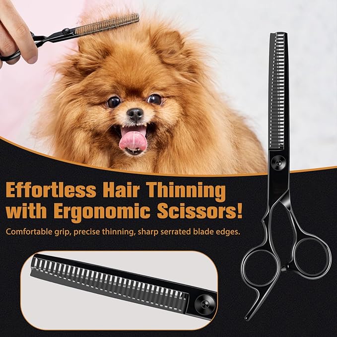 5 In 1 Dog Grooming Scissors Kit, 7" Long Professional 4CR Pet Grooming Kit Heavy Duty Stainless Sharp And Durable Dog Clippers for Grooming Shears Suitable for Cats, Dogs & Other Pets