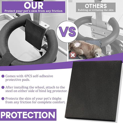 Dog Wheelchair for Back Legs Large Dog Carts with Wheels Adjustable Wheelchair for Dogs with Disabled Hind Legs Walking, with 4PCS Rear Leg Protection Pads (L)