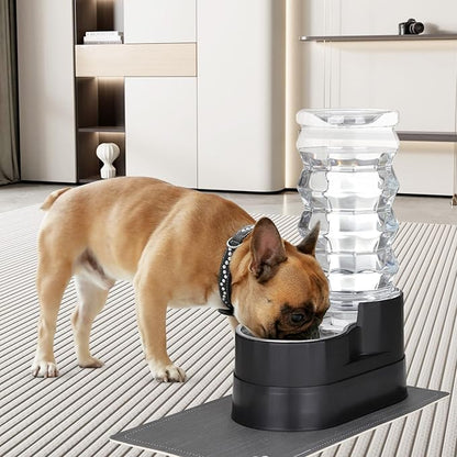 RIZZARI Large Water Dispenser for Dogs: 8L Gravity Black Automatic Stainless Steel Waterer - 100% BPA Free - Raised Pet Feeder for 20-42 LB Senior Dogs with Joint Pain in Bedroom Garden