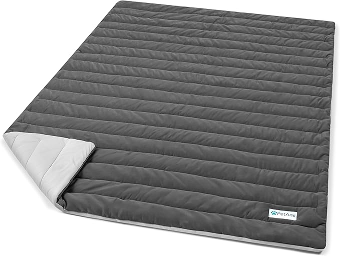 PetAmi Cooling Mat for Dog, Premium Pet Cooling Blanket for Crate Kennel, Indoor Cat Cool Sleeping Pad, Q-MAX Cold Sofa Couch Cover for Summer, Gray/Light Grey, Large (40x60)