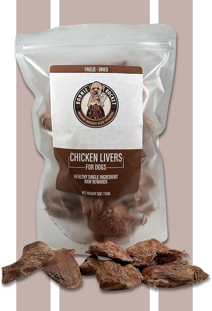 Freeze-Dried Raw Chicken Liver Dog Treats - High-Protein, Vitamin A & B12, Iron-Rich Meat Dog Treats - 100% Natural Dog Snacks - 5oz