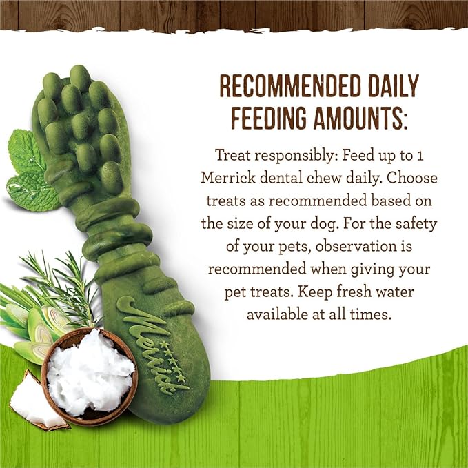 Merrick Fresh Kisses Natural Dental Chews Infused With Coconut And Botanical Oils For Small Dogs 15-25 Lbs - 9 ct. Bag