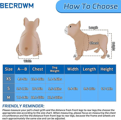 Dog Wheelchair for Back Legs Adjustable Dog Wheelchairs with 2 Wheels Pet Doggy Wheelchairs with Disabled Hind Legs Walking-Dog Leg Brace and Hip Support, Light Weight