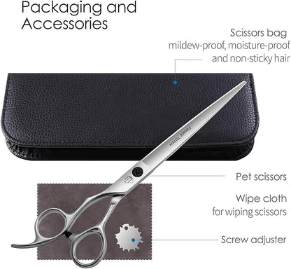 Dog Grooming Scissors: 7.5" Left Handed Pet Shears Made Of Advanced Stainless Steel Alloy for Trimming Dogs Cats and Other Pets Face and Paws