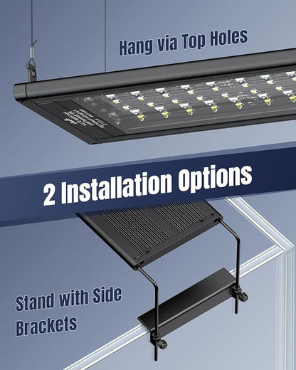 Pawfly Aquarium Light for Plants, 72 W Fish Tanks Light, Full Spectrum Aquarium Lights, 24/7 LED Aquarium Light with Timer & Adjustable Brightness, Fishes Lamp for 46"-52" Tanks