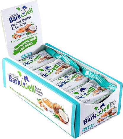 Peanut Butter Nutrition Bars for Dogs, 0.7 Ounce, 16-Pack (Coconut) Dog Treat, 100% Natural Dog Peanut Butter, Stuff Toy, Snuffle mat, Semi-Moist Dog Snack, Made in The USA