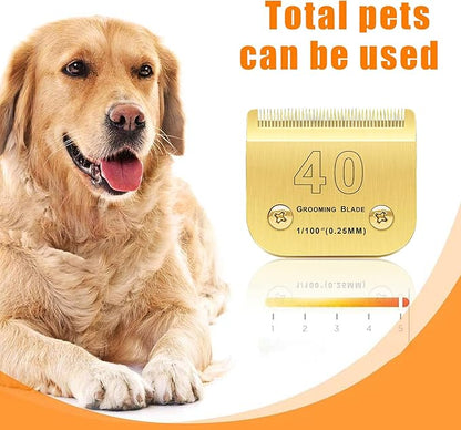 40 Blades Dog Grooming Blades Compatible with Andis/Oster A5/Wahl KM-10 Series Dog Clippers Replacement Blades,Detachable Dog Clipper Blades(Gold,40#/3PCS)