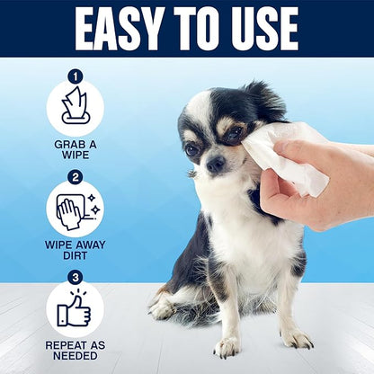 Dog Grooming Wipes - 75 Fragrance-Free Cleaning Wipes for Dogs & Puppies - Advanced Odor Neutralization for Paws, Body & Butt - Safe & Gentle for Pets, Alcohol-Free Pet Care