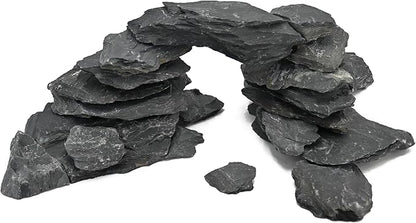 Natural Slate Stone for Aquarium 3 to 10 Inches Fish Tank Rocks Reptile Basking Stones & Fairy Garden Decor,Aquascaping,Paludariums-20LB