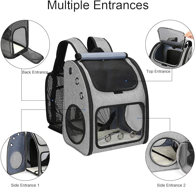 Expandable Pet Carrier Backpack for Cats, Dogs and Small Animals, Portable Pet Travel Carrier, Super Ventilated Design, Airline Approved, Ideal for Traveling/Hiking/Camping