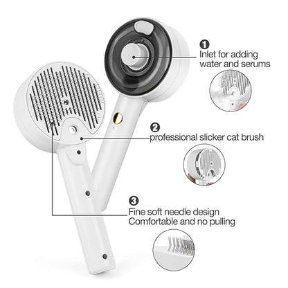 3 IN 1 Pet Shedding Brush, Steam Brush for Cats,Efficient Hair Removal and Cleaning for Dogs&Cats, Pet Grooming Removal Comb (White)