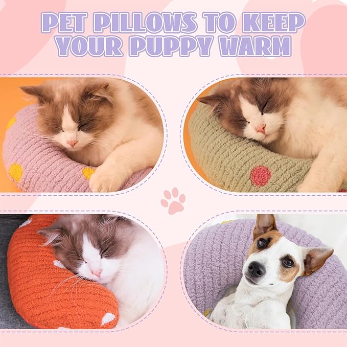 T'CHAQUE Cat Pillow, Dog Neck Pillow Anxiety Relief, Comfort Cat Pillows for Indoor Catsï¼ Ultra Soft Dog Calming Pillow Bed, Half Donut Cuddler Sleeping Improve Pillow Pet for Upper Spine Support