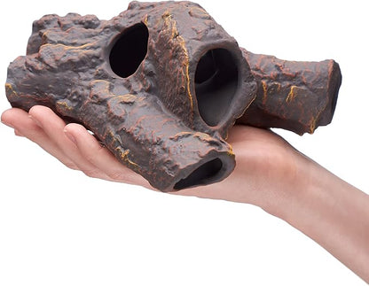 Plecoceramics Aquarium Ceramic Decorations Cave Betta Stone Decor - Aquarium Fish Tank Hideway Decor for breeding Cichlids Plecos Betta Toys Hideout (Snag)