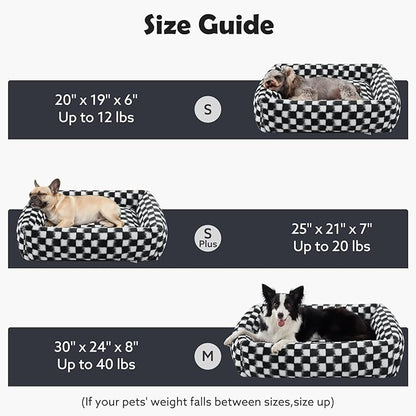 JOEJOY Large Dog Beds Large Sized Dog, Rectangle Washable Orthopedic Corduroy Fleece Pet Bed with Removable Zipper Cover, Cute Soft Calming Puppy Bed with Non Skid Bottom