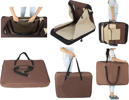 EliteField 4-Door Folding Soft Dog Crate with Curtains, Carrying Bag and Fleece Bed (2 Year Warranty), Indoor & Outdoor Pet Home (36" L x 24" W x 28" H, Brown+Beige)