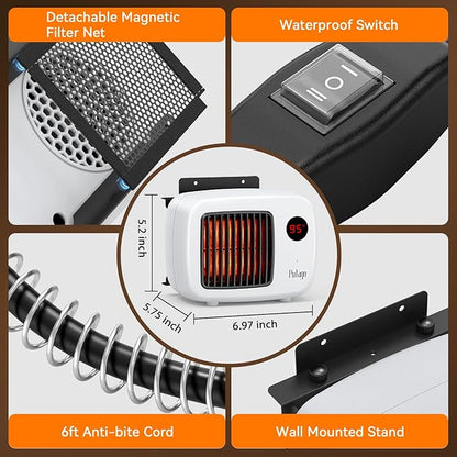 Dog House Heater with Thermostat, 200/400W Safe Pet House Heater for Outside Dog House Chicken Coops Rabbits Hutch with 6FT Anti Chew Cord (White)