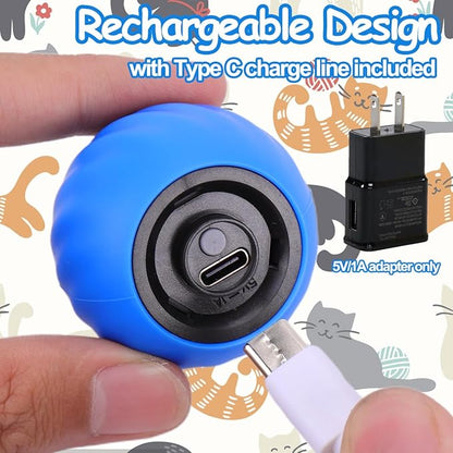 2PCS Interactive Cat Ball Toy, Self Rolling Ball with Cover Anti-Scratch for Bored Indoor Cat Chasing, Obstacle Avoidance Smart Cat Toys for Enrichment, Motion Activated Toys to Keep Them Busy