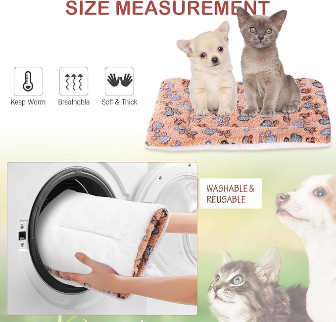 4 Pack Ultra Soft Dog Cat Bed Mat with Cute Prints Reversible Fleece Dog Crate Kennel Pad Cozy Washable Thickened Hamster Guinea Pig Pet Bed Mat for Small Animals(13 x 19 Inches,Vivid Color)