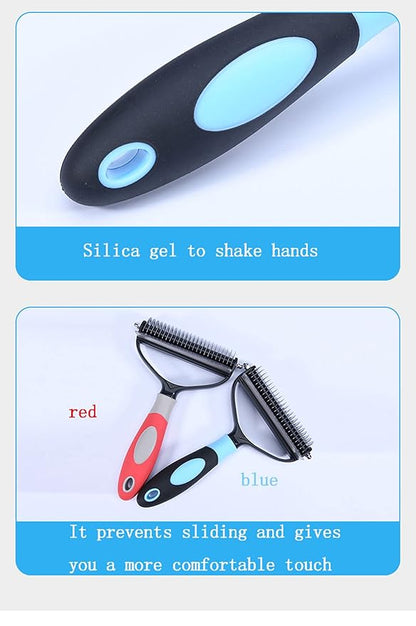 Dog Brush for Shedding,Professional Pet Grooming Tool,2 in 1 Dematting Comb & Undercoat Rake for Long Haired Dogs,Mats & Tangles Removing,Deshedding Tool for Long Haired Cats (large, blue)