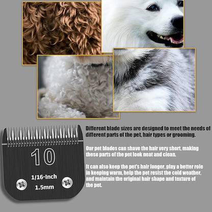 3 Pack 10# Detachable Dog Grooming Steel Blades,Compatible with Andis,Oster A5,Wahl KM-10 Series,Cut Length 1/16-Inch 1.5MM ï¼_lackï¼