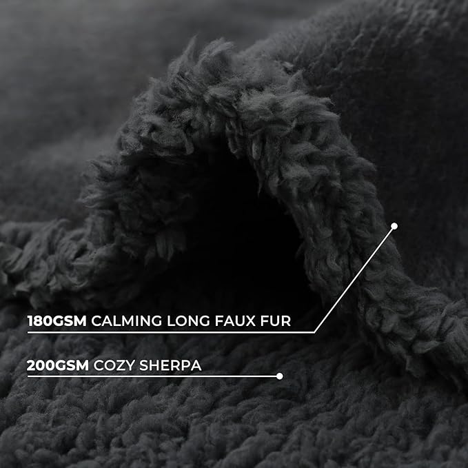 Luciphia Waterproof Bed Blanket Washable,Soft Sherpa Fleece Puppy Reversible Throw Blankets for Medium Large Dog Cat,Furniture Cover Protector Couch Bed from Liquid Pee and Pet Fur, Black,65" x 57"