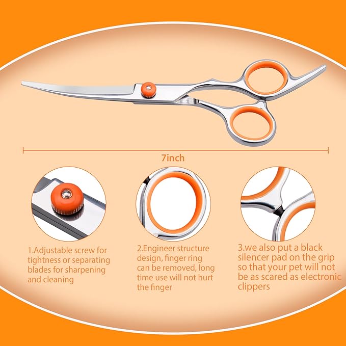 Dog Grooming Scissors Colorful Pet Trimming Scissors Set Professional Grooming Barber Scissors Kit 7 inch Stainless Steel Shears for Grooming and Hair Cutting