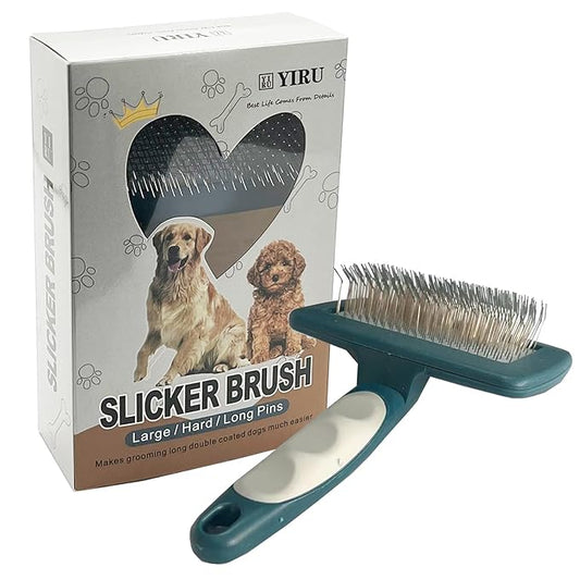 YIRU Golden Doodle Poodle Brush for Grooming,Slicker Dog Brush for Goldendoodle,Dog Grooming Brush,Pet Dog Slicker Brush for Long Haired Dogs,Removes Loose Hair,Undercoat- L