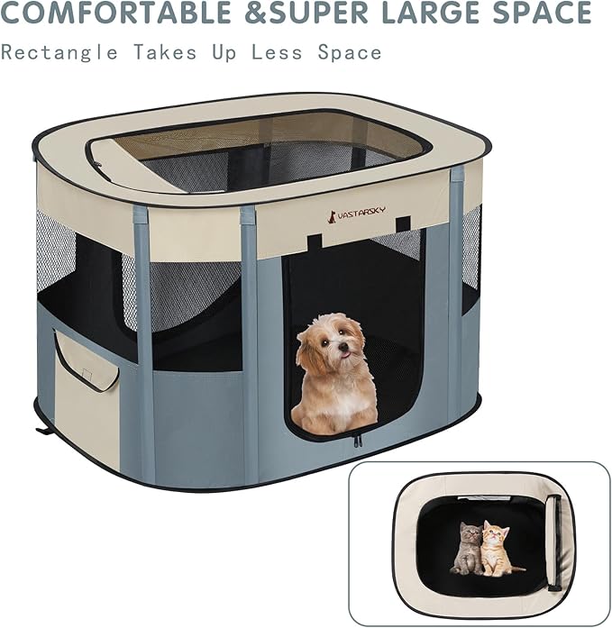 Foldable Pet Playpen,Cat Puppy Playpen,Portable Dog Cage Soft Portable Exercise Kennel Tent,Puppy Kitten Pen Indoors/Outdoors Pet Tent Fence (Large(36"*28"*23"))
