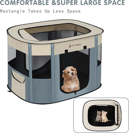 Foldable Pet Playpen,Cat Puppy Playpen,Portable Dog Cage Soft Portable Exercise Kennel Tent,Puppy Kitten Pen Indoors/Outdoors Pet Tent Fence (Grey-M)